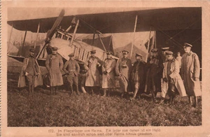 AK Im Fliegerlager von Reims WK 1  Kornblumentag Flugstation (2490A27) - Bild 1 von 2