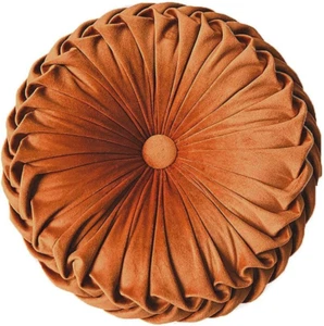Round Throw Pillow Velvet Home Decoration Pleated round Pillow Cushion for Couch - Picture 1 of 7
