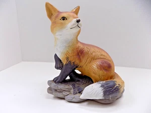 ROTFUCHS auf FELS Keramik Figur handbemalt Jagd 7"x 6" x 5" Vintage - Bild 1 von 7