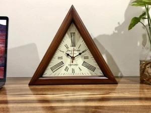 Triangle Wooden Wall Clock 12" Oxford 1923 for Living Room, Gift for Christmas - Picture 1 of 7