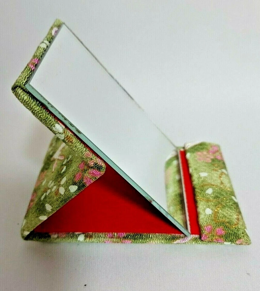 Espejo de pie compacto japonés artesanía chirimen patrón crepé Kyoto  Foto 1 de 4