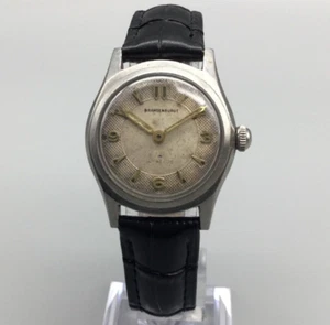 Vtg Brandenburgs A Hirsch Watch Women 28mm Silver Tone Leather Band Manual Wind - Picture 1 of 15