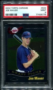 (1) Joe Mauer 2002 Topps Chrome RC Rookie PSA 9 Minnesota Twins HoF MVP
