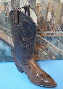 Dan Post dunkelbraune exotische Eidechse Größe 7 M Cowboystiefel - Bild 1 von 11