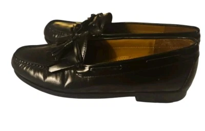 Cole Haan Mocasines Para Hombres Talla 9.5 D Cuero Negro Chal Lazo Borla Zapatos Vestido Ancho Foto 1 de 4