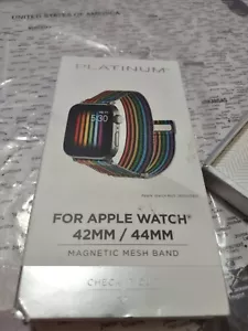Platinum- Magnetic Mesh Metal Band w/Magnetic Closures for Apple Watch 42mm/44mm - Picture 1 of 3