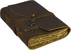 Vintage Leather Journal - Antique Handmade Leather Diary With Deckle Edge Papers