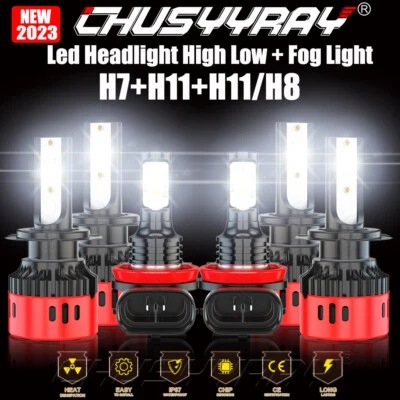 For BMW 323i 328i 335i 340i xDrive -6000K white LED Headlights + Fog Lamp Bulbs - Image 1 of 4