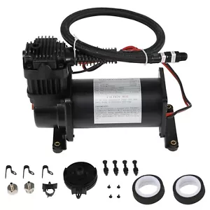 Kit de suspensión neumática bocina de aire para bocinas de tren negro 12V 200PSI kit de compresor de aire - Imagen 1 de 5