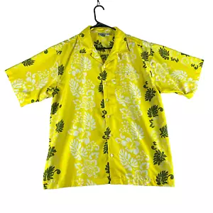OP Ocean Pacific Mens Hawaiian Shirt Yellow Size L Short Sleeve Collared - Picture 1 of 13