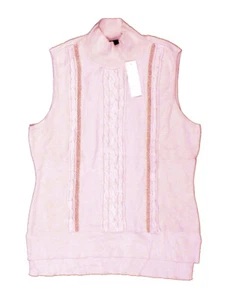 NWT - WHITE HOUSE BLACK MARKET Women's CABLE MIX Blush Beige SLEEVELESS TOP - M - Picture 1 of 2