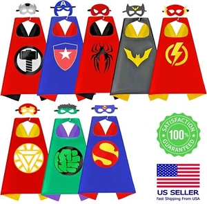 Superhero Capes and Masks for Kids Birthday Cosplay Halloween Dress Up Costumes - Picture 1 of 30