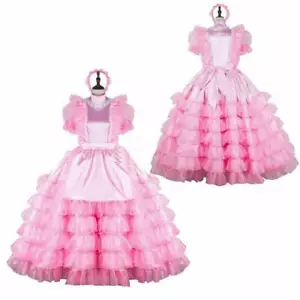 Sissy girl maid pink satin-Organza lockable dress Cosplay Costume Tailor-made - Picture 1 of 4