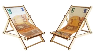 Set 2 Miniatur Liegestühle Geldverpackung Geldgeschenk Geburtstag Geldschenker - Bild 1 von 1