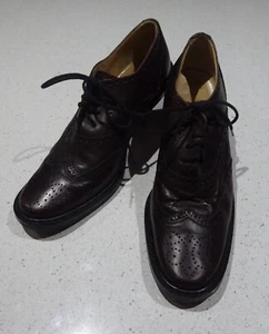 Handmade Vintage ANN DEMEULEMEESTER Leather Lace Up Kitten Heel Brogue Shoes 39 - Picture 1 of 11