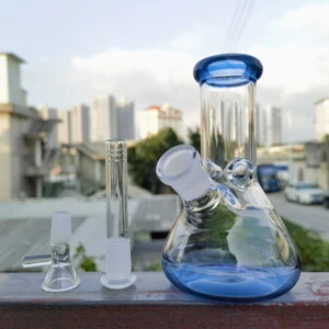 Percolatore tubo acqua 6" vetro blu bong narghilè gorgogliatore con ciotola 14 mm - Foto 1 di 11