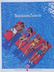 Seagram's 7 Bikini Girls Pool Chilin Vintage 1987 Original Print Ad` - Picture 1 of 2
