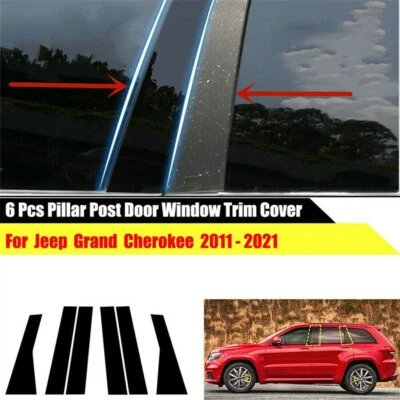 Fits For Jeep Grand Cherokee 2011-2021 Glossy Black Door Pillar Post Cover Trim Foto 1 de 4