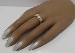 18K Gold Plated Croissant Braided Twisted Signet Chunky Dome Ring Signed Jinear - Picture 1 of 12