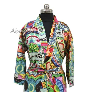 Cotton Kimono Women Gown Floral Paisley Printed Nightwear Dress Women Robe DSN14 - Picture 1 of 5