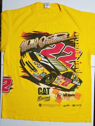 Vintage 2001 Ward Burton #22 NASCAR CAT Racing Yellow Tee Shirt Size Large Cover