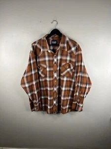 Vintage Wrangler Pearl Snap Hemd Erwachsene 3XL braun Baumwolle Flanell Western B37 - Bild 1 von 9