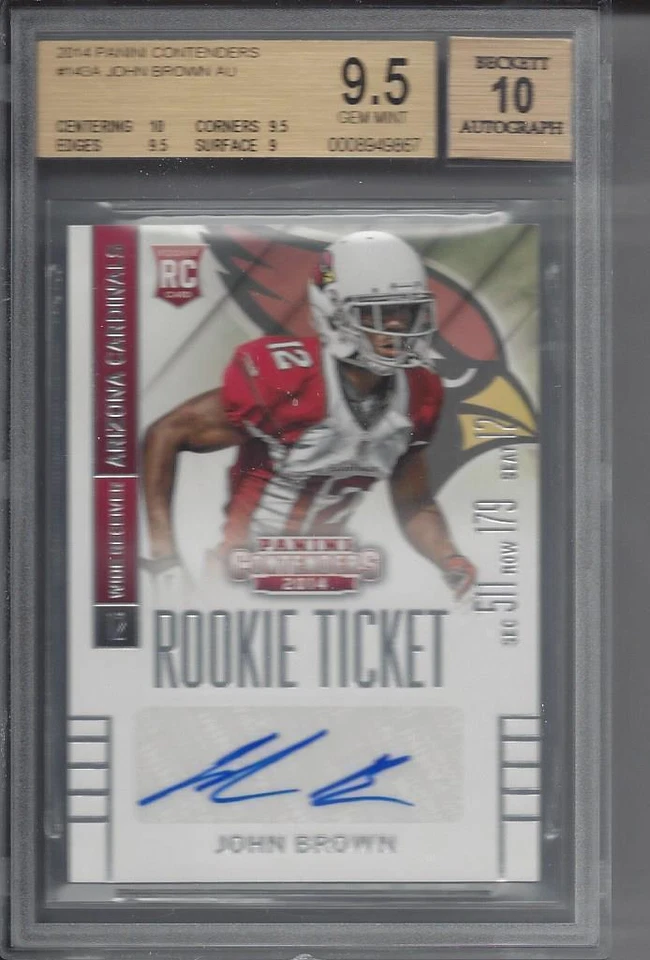 JOHN BROWN 2014 CONTENDERS ROOKIE TICKET CARDINALS RC AUTO #143 BGS 9.5 10 POP 5 - Image 1 of 1