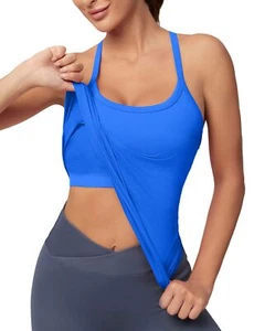 Workout Tank Tops for Women with Built in Bra Sleeveless Gym Tops Seamless Ra... - Picture 1 of 5
