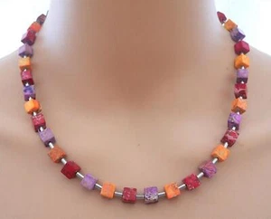 Collar piedras preciosas Impressions JASPIS cubo naranja, rojo, púrpura multicolor 213n - Imagen 1 de 12