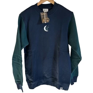 Happy Earth Organic Cotton Sweatshirt Moon Graphic Pullover Jumper Size S - Picture 1 of 8