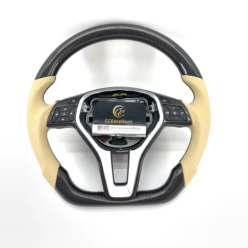Volante de fibra de carbono personalizado para Mercedes-Benz E350 C250 AMG C350 E200 Foto 1 de 4
