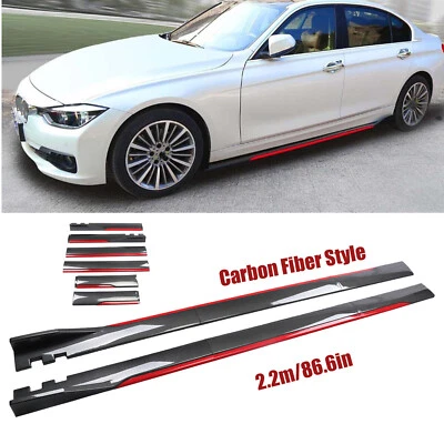 Carbon Fiber Red Side Skirt Extension Spoiler Splitter For BMW E90 E92 E93 06+ — 第 1/4 张图片