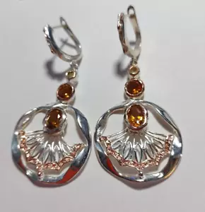 Madera Citrine dangle Earrings 925 Sterling Gold plate - Picture 1 of 4