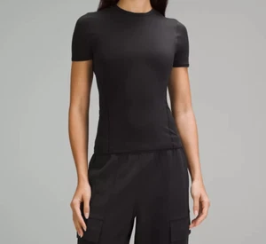 lululemon Wundermost Ultra-Soft Nulu Hip-Length Crewneck Shirt Black Size S. NWT - Picture 1 of 5