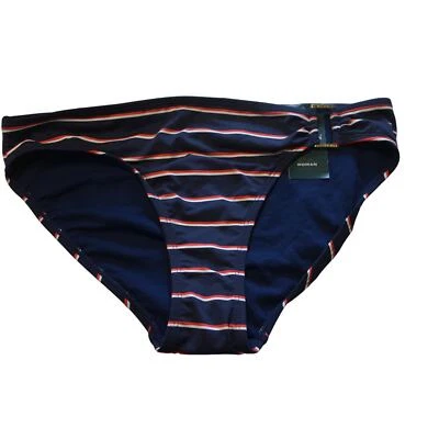 Pantalones de bikini Ralph Lauren a rayas rojas, blancas y azules para dama con recorte, talla 8 Foto 1 de 2