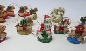 Miniature Carousel Christmas Ornaments Lot 24 Micro Horses Elephant Lions Vtg 1" - Picture 1 of 9