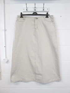 NEXT 100% Cotton Light Beige Midi Denim Skirt Ladies Size UK 18 BNWT - Picture 1 of 4