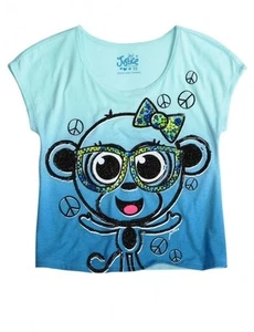 NWT Justice Girls Ombre Jewel Monkey Nerd Glasses Boxy Tee Top 10 NEW - Picture 1 of 1