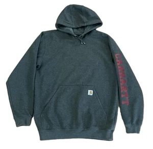 CARHARTT Hoodie Gray Sweatshirt Mens Medium Loose Fit 105496 Pullover Logo - Picture 1 of 10