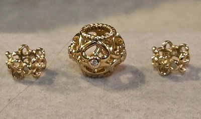 ПОДЛИННЫЙ PANDORA 585 14K ЭЛЬ БРИЛЛИАНТ СЕРДЦЕ ЦВЕТОЧНЫЙ ПОДВЕСКА ЛОТ 3ШТ  - Изображение 1 из 4