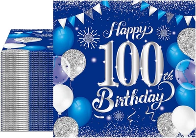 Decoraciones de cumpleaños número 100 para hombre azul marino 40 piezas azul plata siesta de cumpleaños número 100... Foto 1 de 4