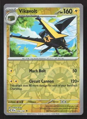 Pokemon Vikavolt 056/162 Reverse Holo Uncommon SV05: Temporal Forces NM - Image 1 of 2