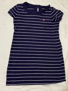 U.S. Polo Assn Kleid Damen M blau gestreift T-Shirt Kleid rosa Pony - Bild 1 von 3