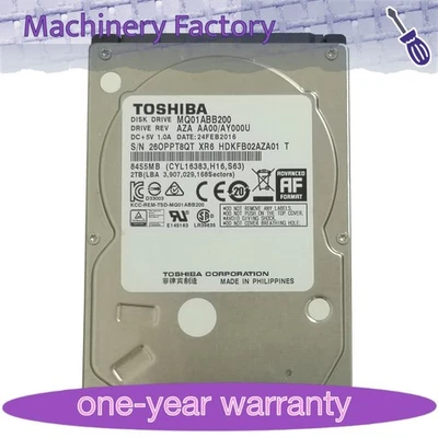 MQ01ABB200 Toshiba 2TB Sata 2.5" 3Gbs  5400RPM 8MB HDD Hard Drive-15mm - Image 1 of 3