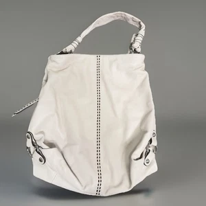 B. MAKOWSKY Medium White Leather Tote Satchel Shoulder Purse - Picture 1 of 11