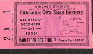 Boleto de baloncesto benéfico del estadio Chicago 30 de diciembre de 1939, #1 - Imagen 1 de 2