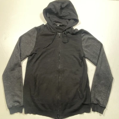 John Varvatos EE. UU. Sudadera con Capucha Para Hombres Mediana Negro Gris Suéter Cremallera Completa Sudadera Lino Foto 1 de 4