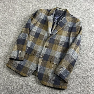 J Crew Ludlow Blazer Mens 40S Brown Blue Plaid Irish Donegal Wool Slim Fit - Image 1 of 4