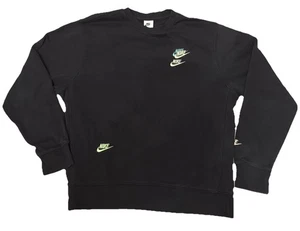 Felpa Nike Uomo M Nera Multi Logo Ricamato Swoosh Girocollo Pullover Str - Foto 1 di 17