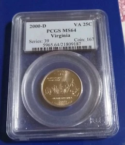 2000 D Virginia State Quarter PCGS MS64 - Picture 1 of 2